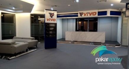 Epoxy Dengan Top Coat Clear Doff di Kantor PT. Vivo